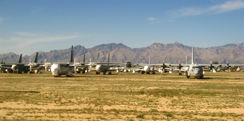 c-130s and mountains at Davis-Monthan AMARG