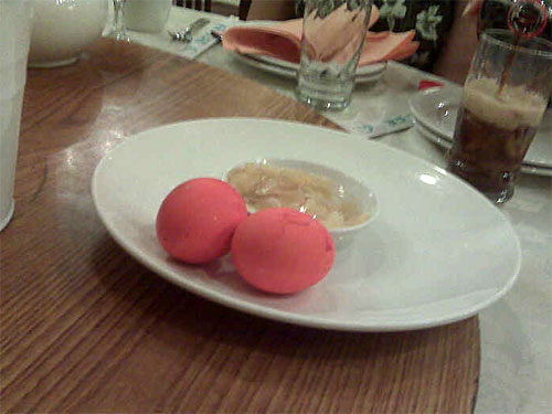 red eggs and ginger at a party