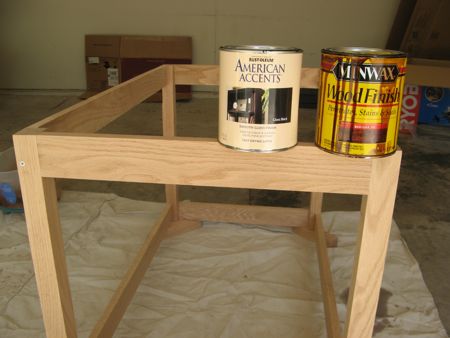 tv stand frame with paint