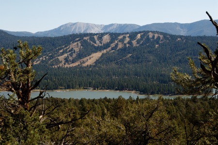 Big Bear Lake with Ski Resort and Hills