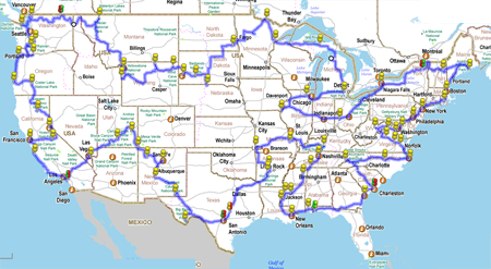 Map of 48-State Roadtrip Itinerary