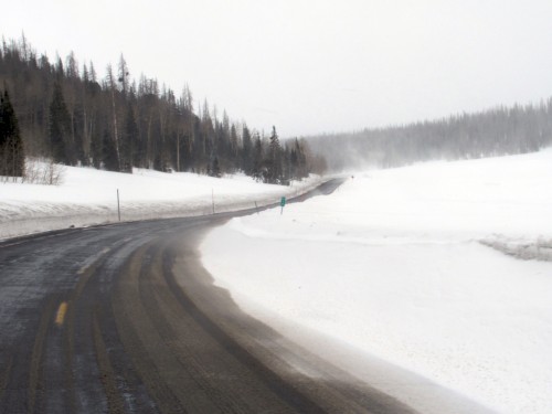 Snow on Highway 14 in Utah