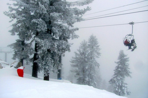 A little fog at the top of the express lift.