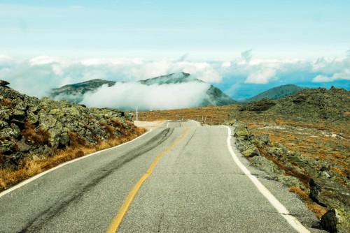 The road going back down Mt. Washington