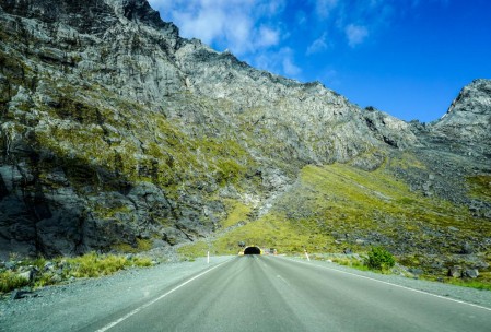 Waiting to enter the Homer Tunnel on the way to Milford Sound