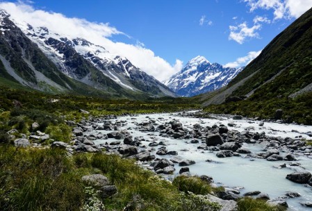 Hooker River with Mt. Cook in the distance