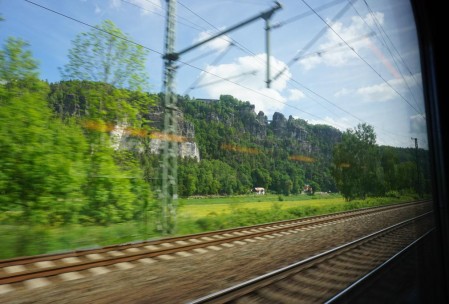 Bastelbrücke on the train ride up the river into the south.