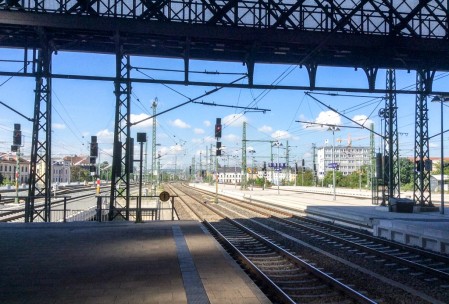 Waiting for the train in the Neustadt Bahnhof.