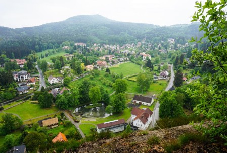 Looking down on Oybin town.