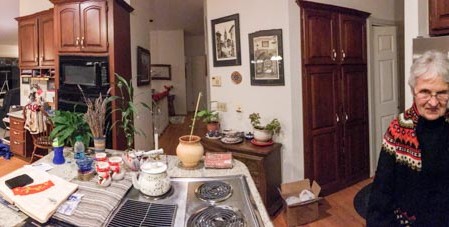 Panoramic view of my parents' kitchen.