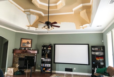 High Ceiling Living Room Before