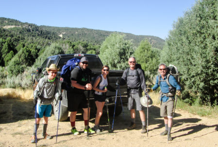 Five intrepid, leaning adventures, having accepted the risk of instantaneous death by river. (I was also in the vicinity.)